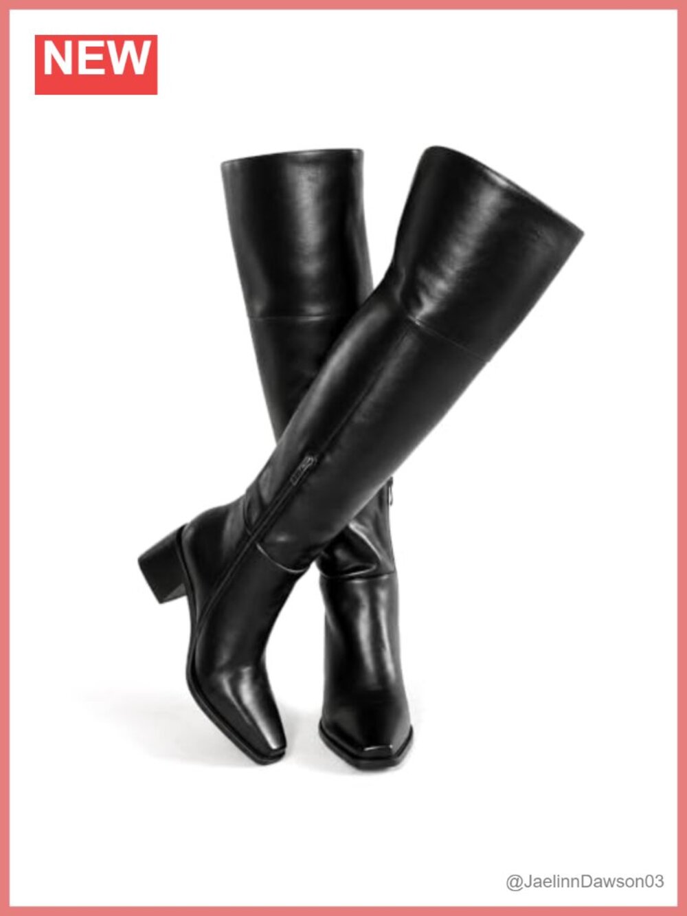 Over the Knee Thigh High Boots Block Heel Square Toe Faux Leather Side Zip